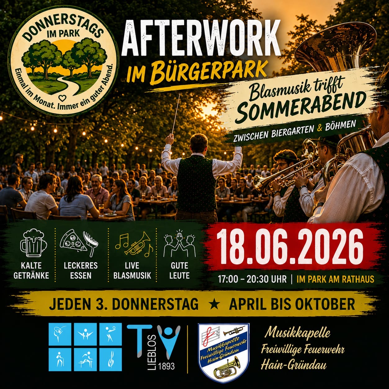 Auftritt des Blasorchesters des TVL bei Donnerstag im Park am 18.06.2026